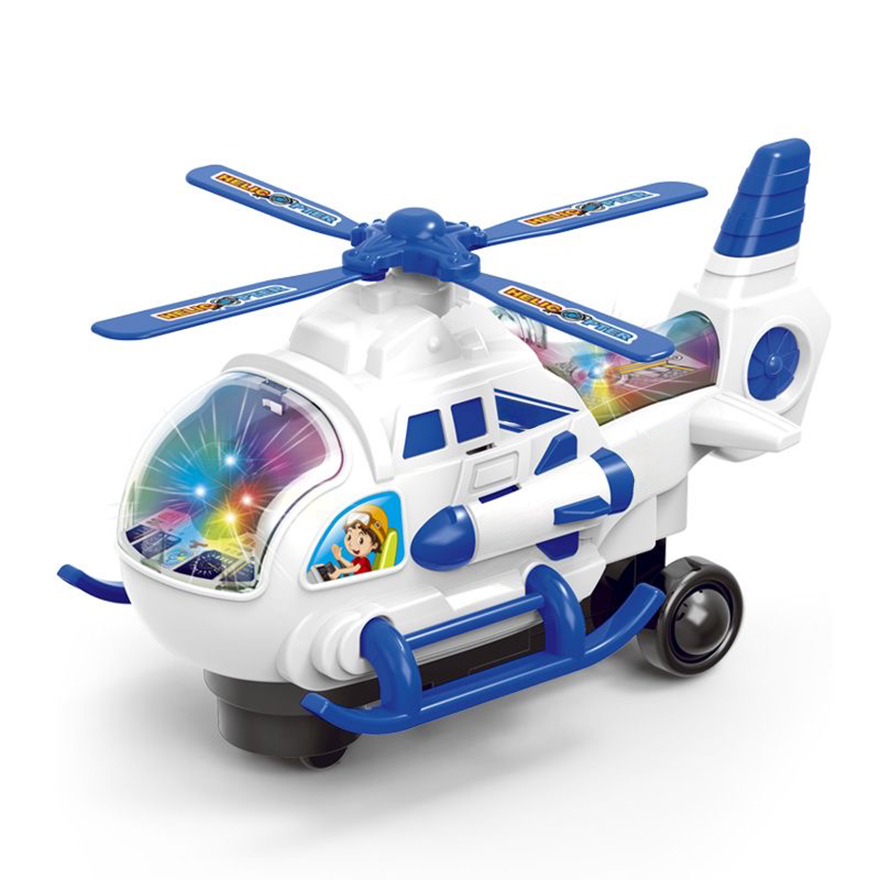 Children’s music boys police aircraft 1-3-6 weeks old baby electric universal light small helicopter toy car
